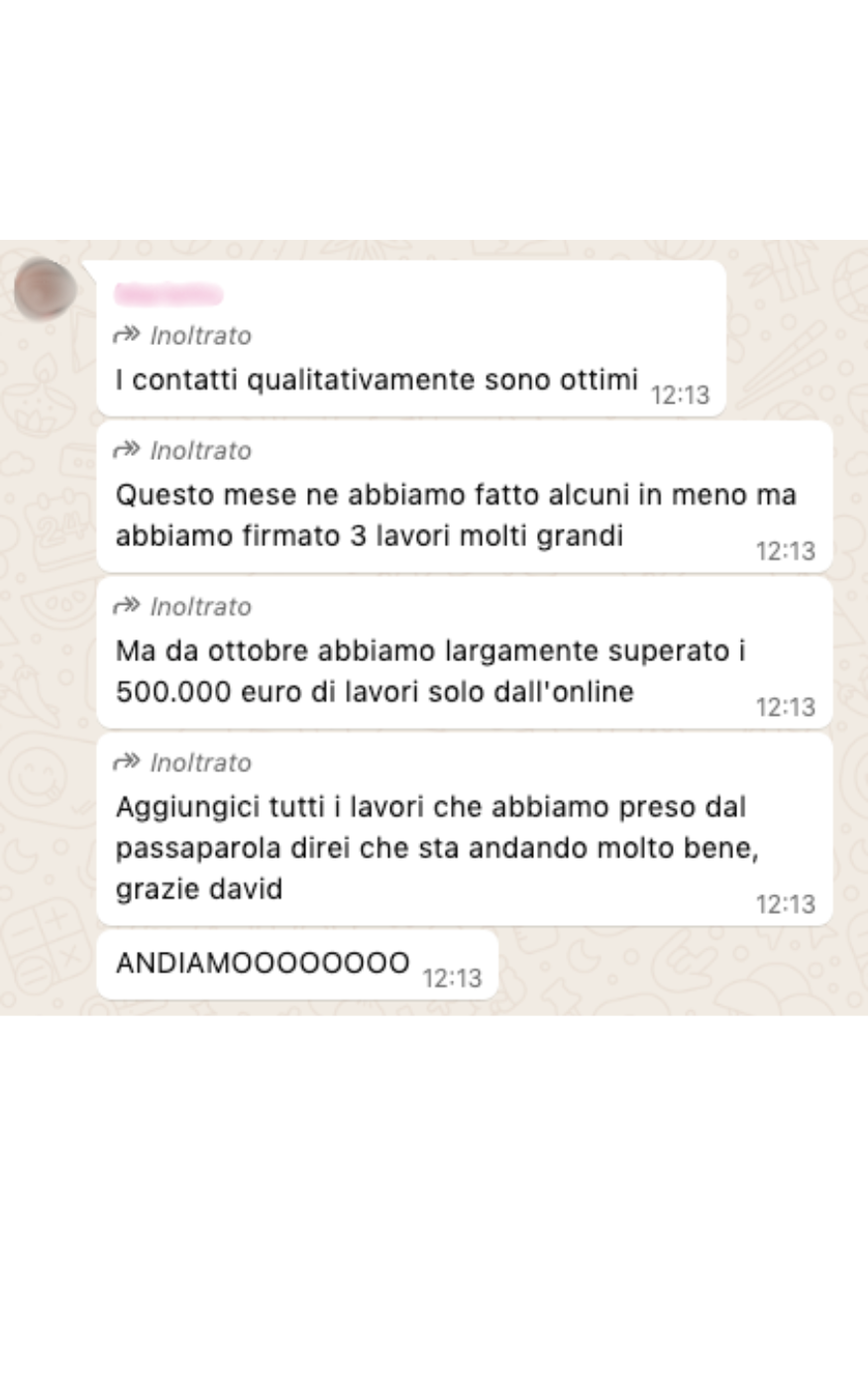 Chat WhatsApp impresa partner — riscontro risultati