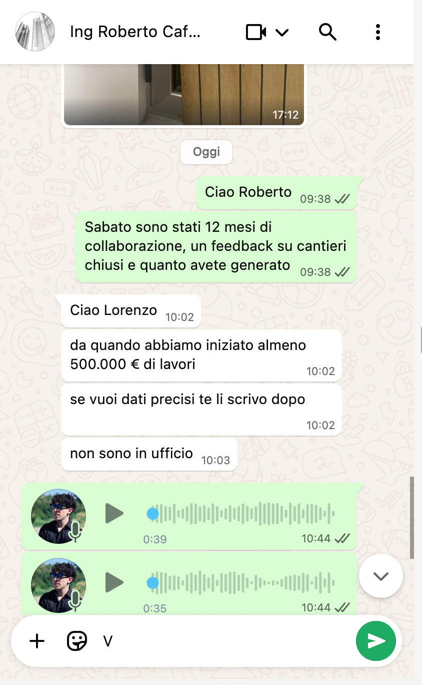 Chat WhatsApp impresa partner — Ing Roberto