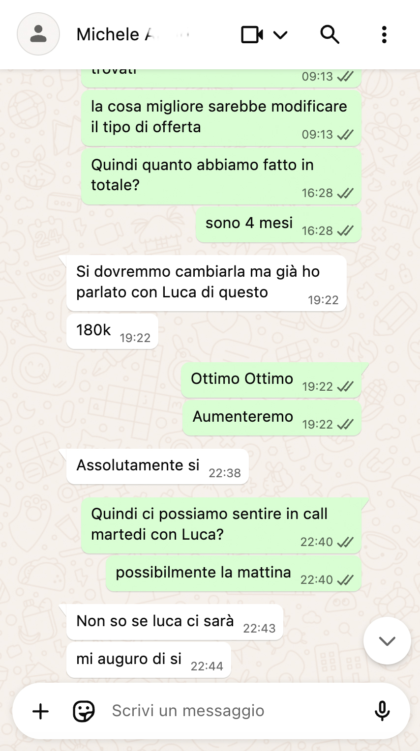 Chat WhatsApp impresa partner — Michele